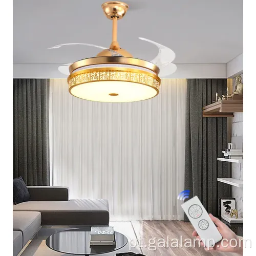 Ventilador de lâmina retrátil com iluminação remota e LED